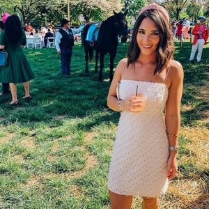 Astr The Label Cream Mini Frayed Detail Dress